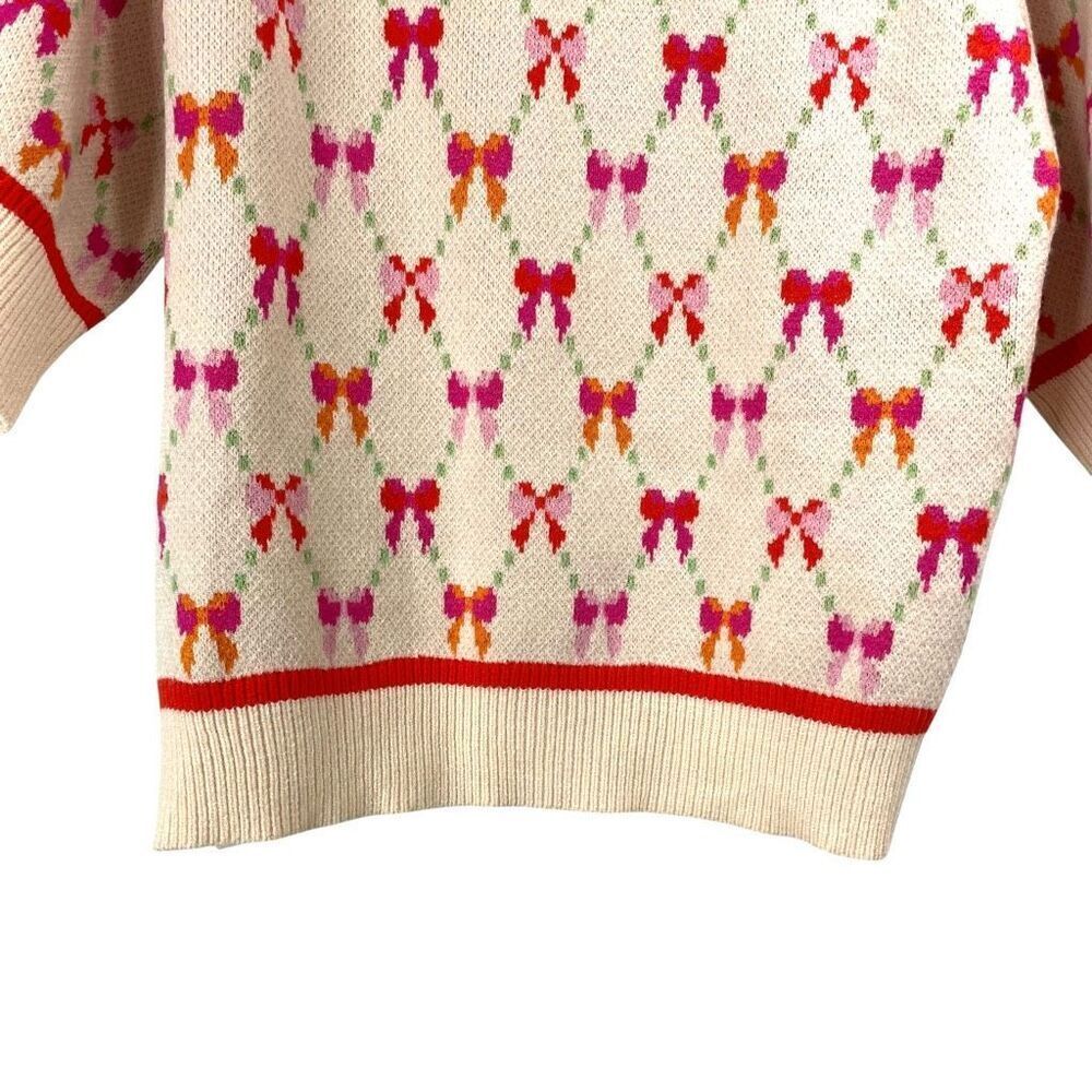 THML Pretty In Bows short sleeve knit sweater top shirt Size M coquette - Picture 7 of 9